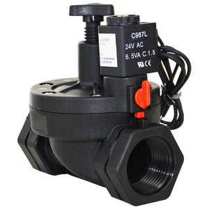 CFA C9 Series Solenoid Valve w/ Manual Override & Flow Control Normally Closed 1" FPT 24VAC