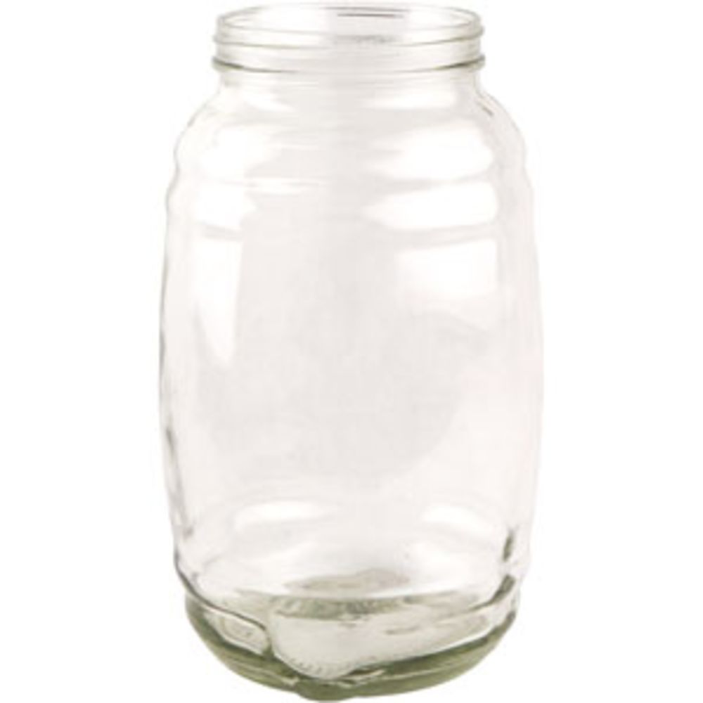 Glass Jar 1 Gallon Barrel Shape w/ Pour Lid and Handle - 4 Pack