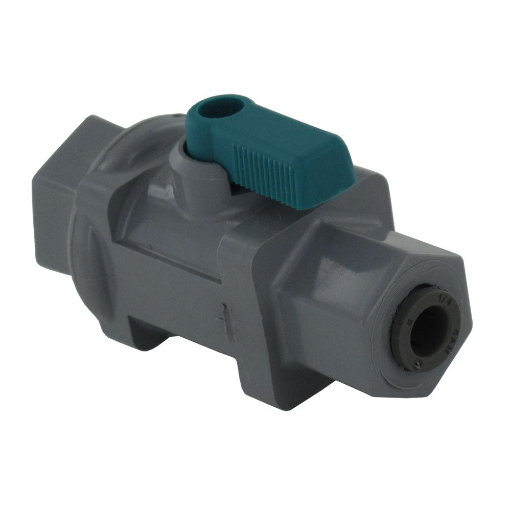 Inline Ball Valve PVC - 1/4 Tube x 1/4 Female NPTF