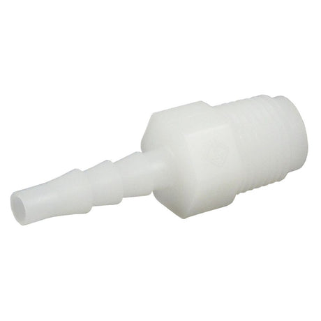 Male Barb Connector Natural Polypropylene - 5/32 ID Barb x 1/8 MNPT