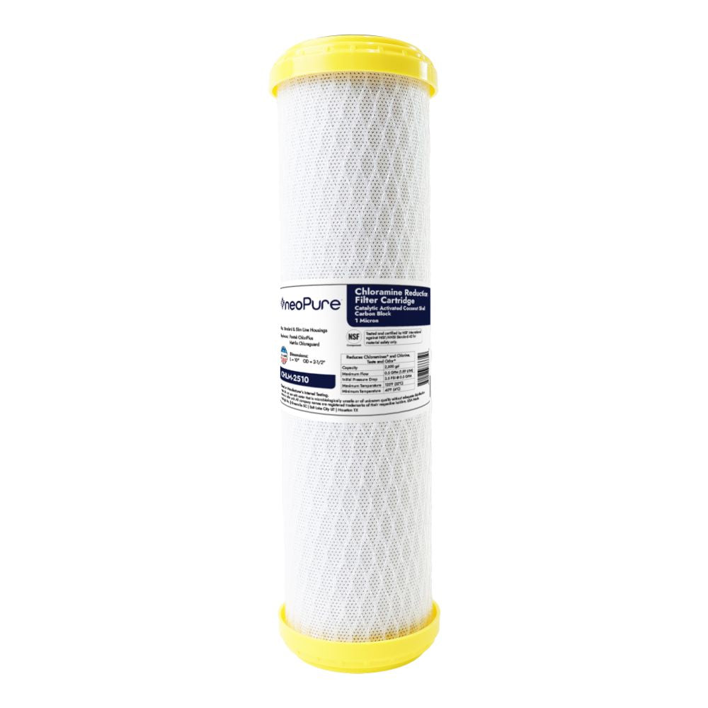 Neo-Pure CHLM-2510 9-7/8" x 2-1/2" Chloramine Carbon Block Filter 1 micron
