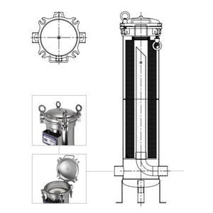 HydroScientific Swing Bolt 40 Jumbo Filter Housing, 2" FNPT 316SS