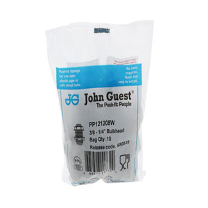 John Guest Reducing Bulkhead Union Polypro - 3/8 x 1/4