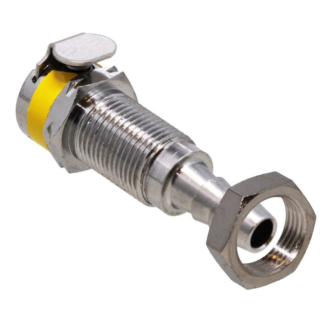 Colder MC1604K2 1/4 Hose Barb Non-Valved Panel Mount Chrome-plated Brass Coupling Body - Yellow