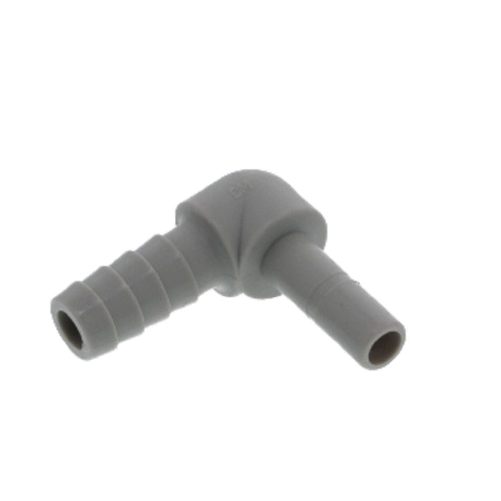 DMfit Stem Elbow Barb Connector  - 1/4 OD Stem x 5/16 ID Barb