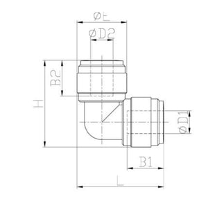 NeoFit - Acetal Gray Union Elbow 4mm[5/32"] tube x 4mm[5/32"] tube