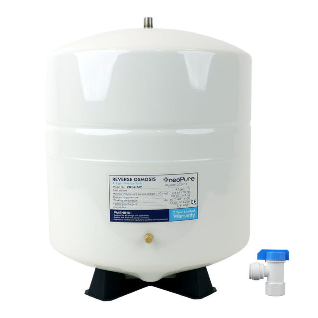NeoPure ROT-4.5W Reverse Osmosis Storage Tank Powder Coated Steel 4.5 Gal with NeoFit Tank Valve