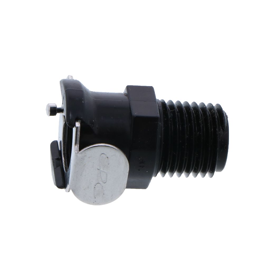 PLCD10004VBLK Valved Black Male Thread Coupling Body 1/4 NPT FKM [Viton] O-ring