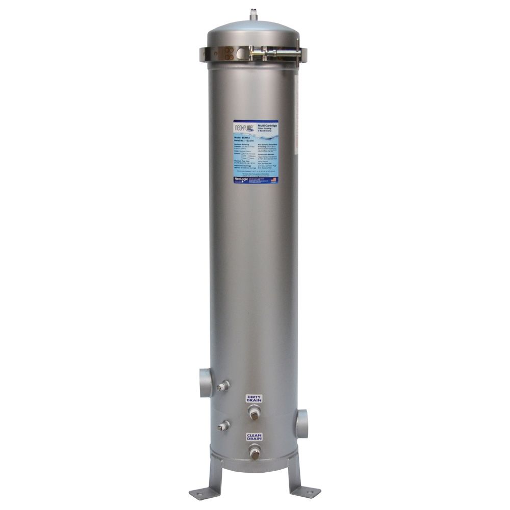 Neo-Pure 5 Round 10"L, 316L Multi-Cartridge Stainless Steel Housing