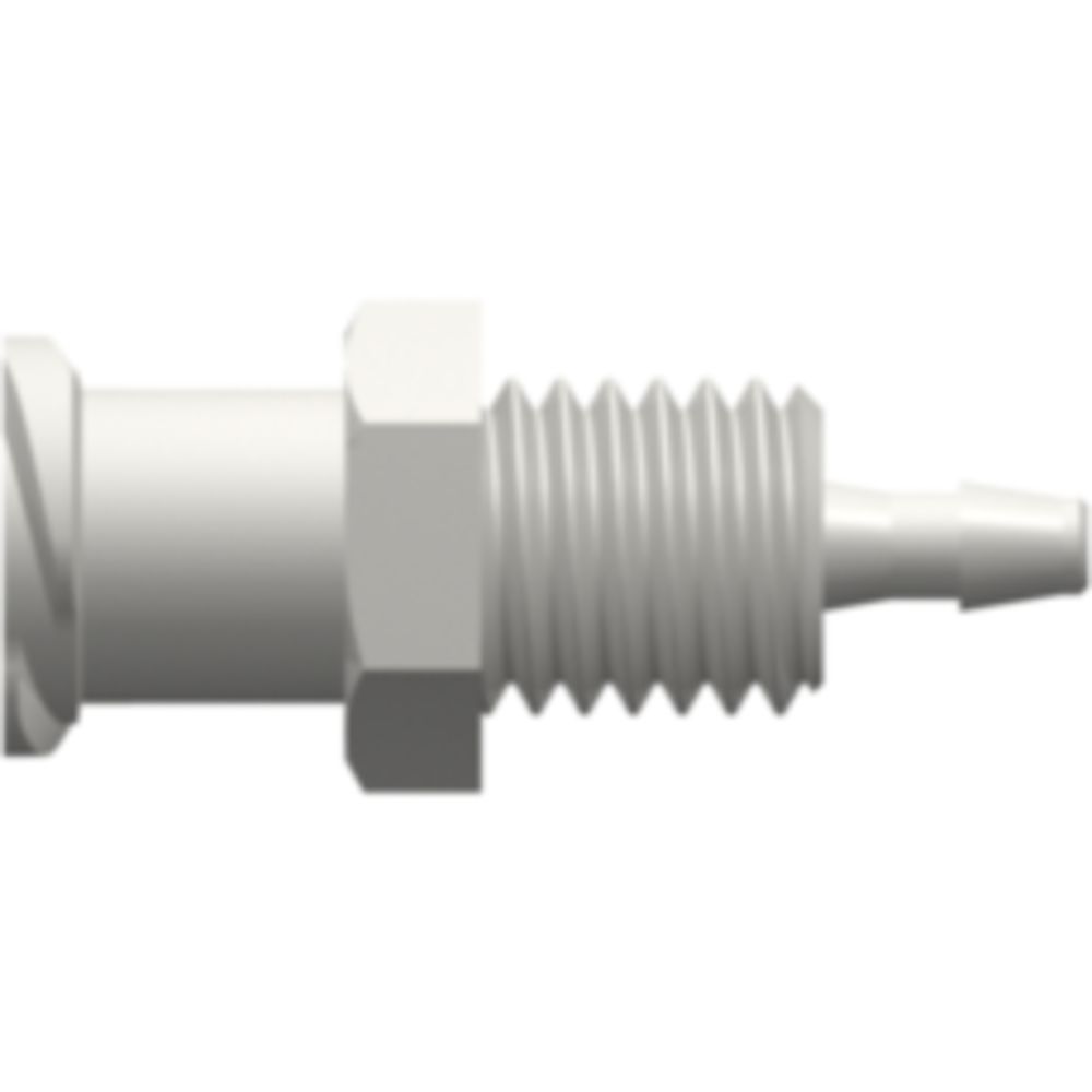 LinkTech Female Luer Thread Style Panel Mount 1/4-28 UNF to 200 Series Barb, 1/16" [1.6 mm] ID Tubing, White