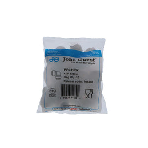 John Guest Union Elbow Polypro - 1/2