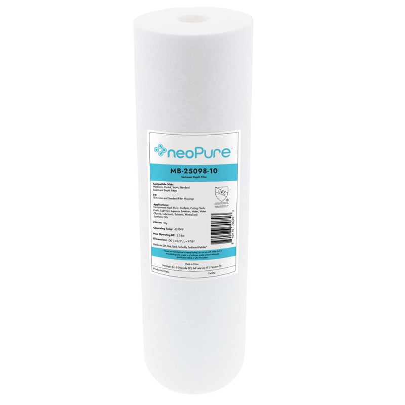 Neo-Pure MB-25098-10 9-7/8" Polypropylene Sediment Depth Filter 10 Mic