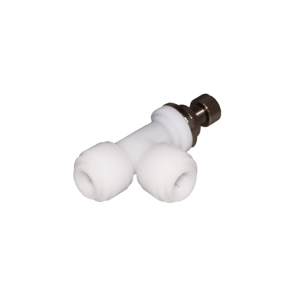 NeoFit - Acetal Natural White Flow Control Elbow Union 1/4" tube