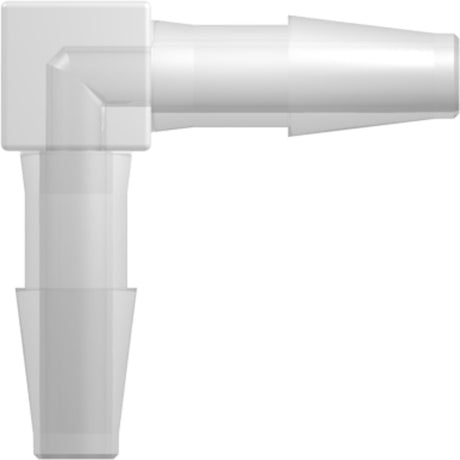 LinkTech Elbow Connector with Classic Series Barbs, 1/4" [6.4 mm] ID Tubing, Natural Polypropylene