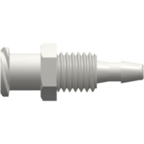LinkTech Female Luer Thread Style Panel Mount 1/4-28 UNF to 200 Series Barb, 3/32" [2.4 mm] ID Tubing, White