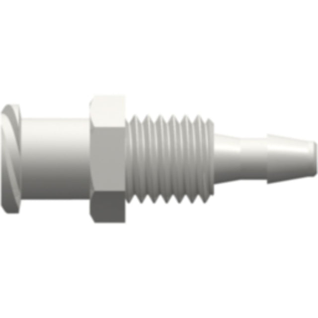 LinkTech Female Luer Thread Style Panel Mount 1/4-28 UNF to 200 Series Barb, 3/32" [2.4 mm] ID Tubing, White