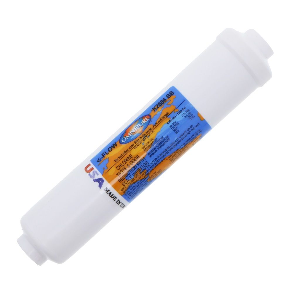 Omnipure Inline K2586-BB Icemaker GAC CTO/Scale - 10" x 2" Filter - 1/4" FPT