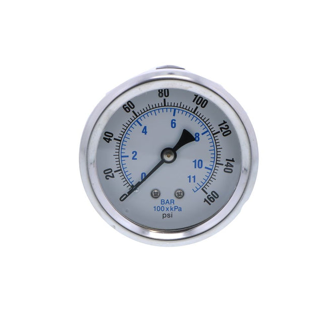 Water Pressure Gauge 160 PSI, 1/4" MPT, 2.5" Plastic Dial, Center Mount, SS Case