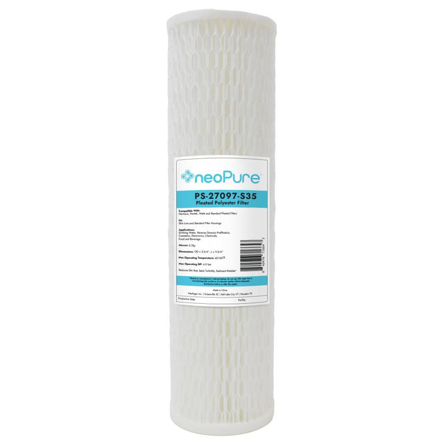 Neo-Pure PS-27097-S35 9-3/4" High Efficiency Pleated Filter 0.35 micron