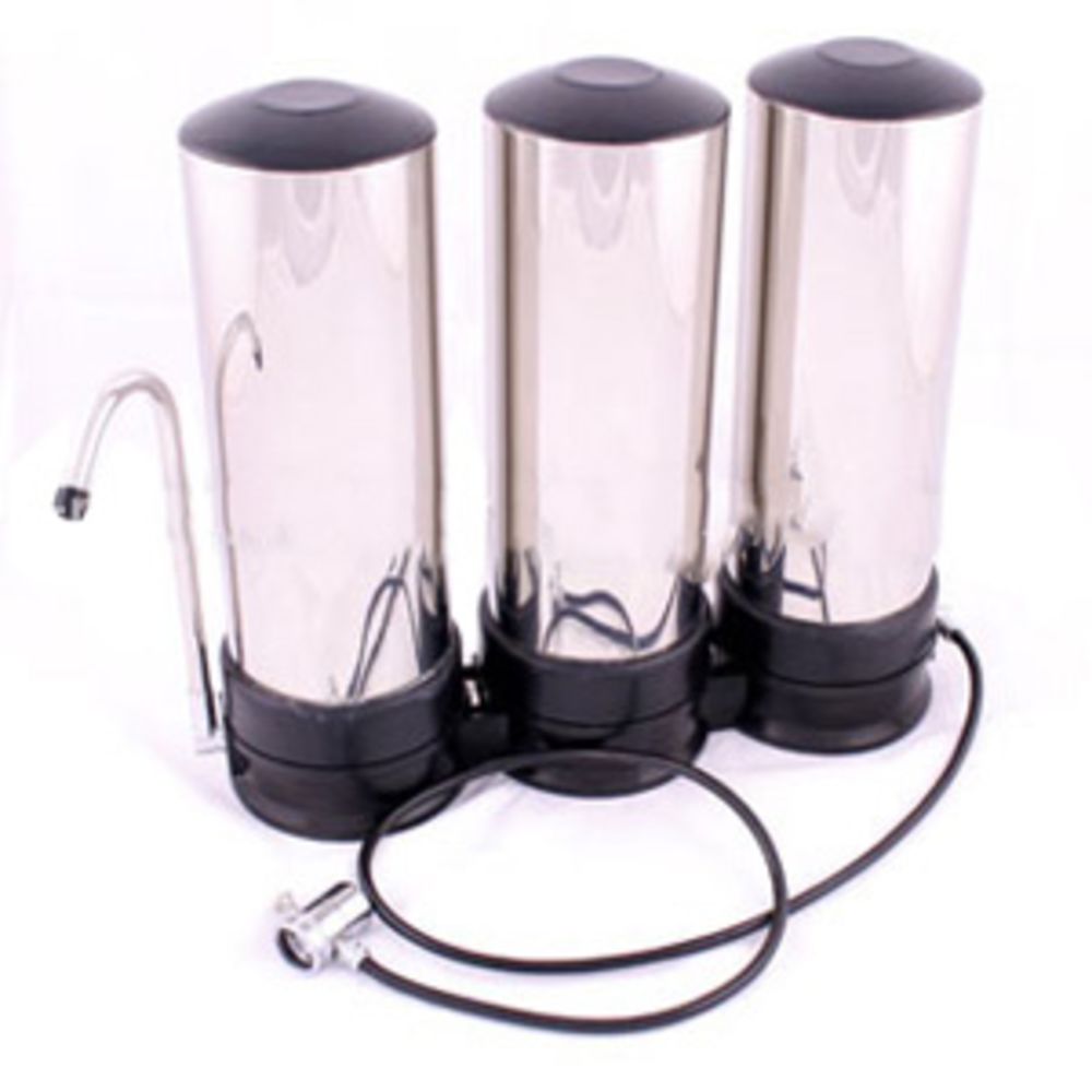 QMP604 Stainless Steel Triple Countertop Water Filter System