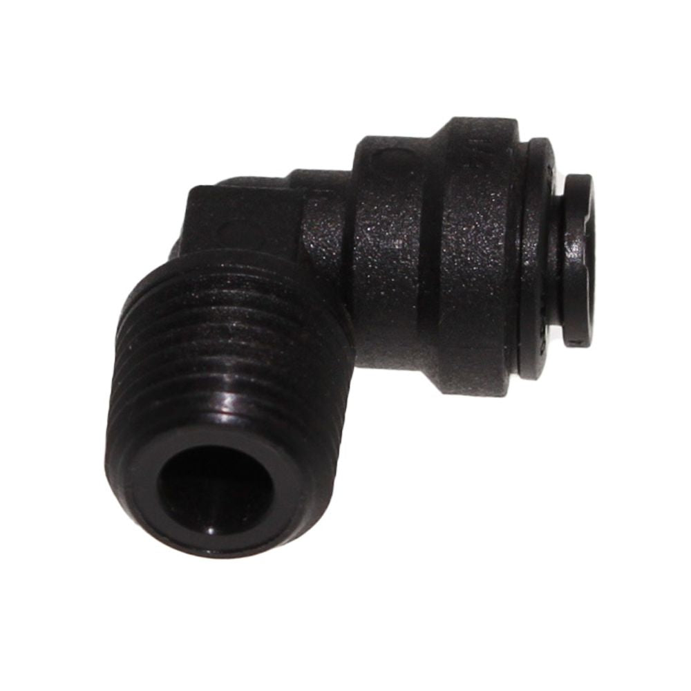 John Guest Fixed Elbow NPTF Black Polypropylene - 1/4 x 1/8 NPTF