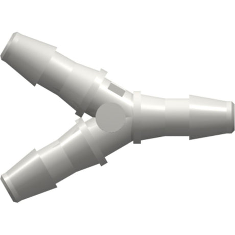 LinkTech Y Tube Fitting with 400 Series Barbs, 3/16" [4.8 mm] ID Tubing, White Nylon