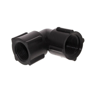 Female Elbow 1/2 FNPT x 1/2 FNPT - Black Polypropylene