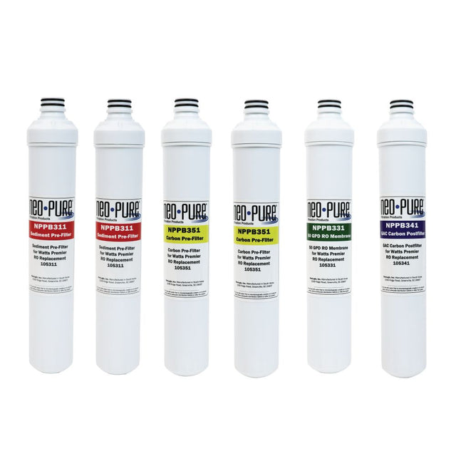 Neo-Pure RO Pure Plus VOC 6 Pack Filter Kit Replacement For Watts Premier WP531161