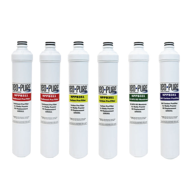 Neo-Pure RO Pure One Year Pre and Post filter Kit with Membrane Replacement For Watts Premier 531155