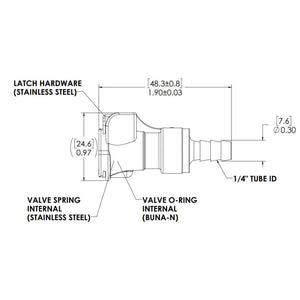 LinkTech 1/4 Hose Barb Valved In-Line Acetal Coupling Body Viton O-Ring [PLCD17004V]