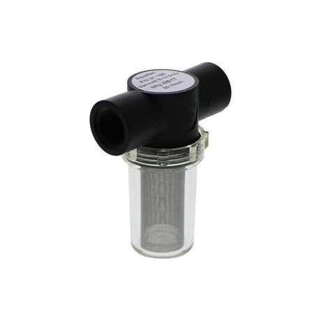 50 Mesh Stainless Steel High Flow In-Line Strainer, Clear Twist-Off Bowl, w/ 1/2" FNPT Ports