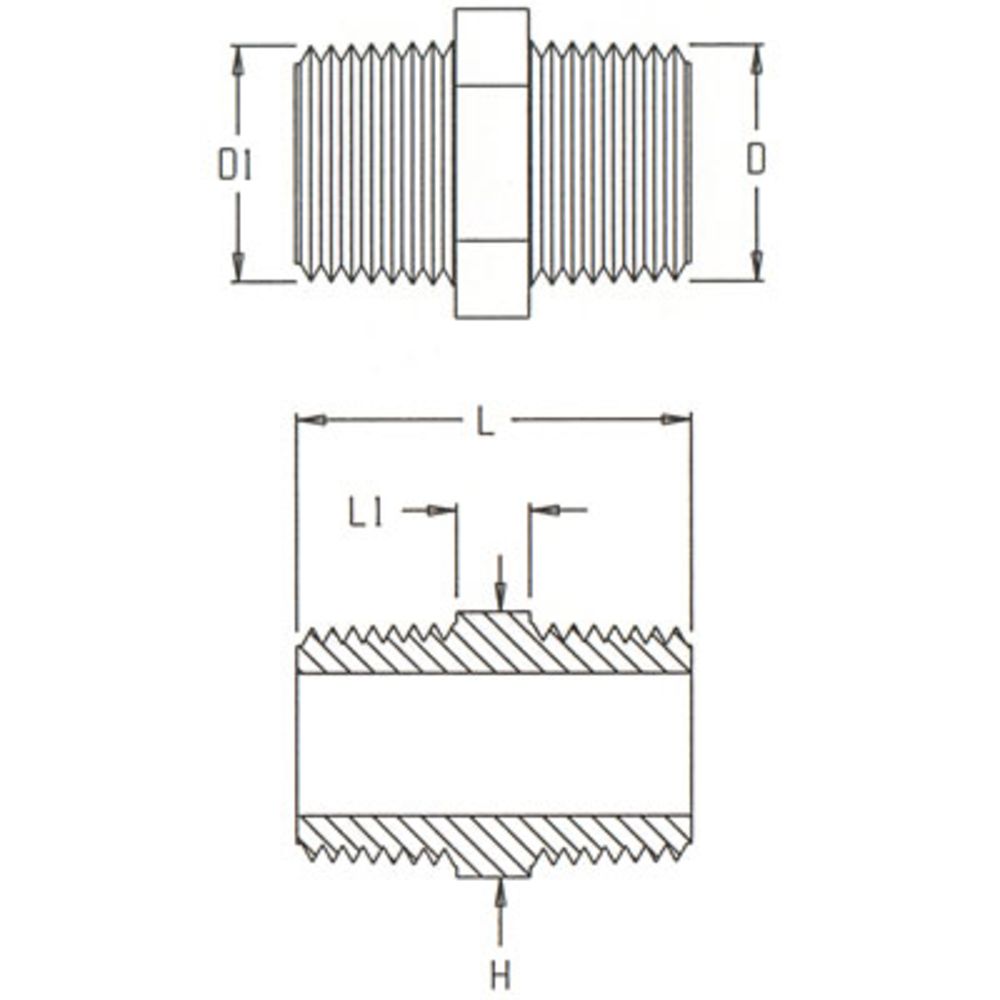 Nipple Hex - 1/2" MPT Natural Nylon