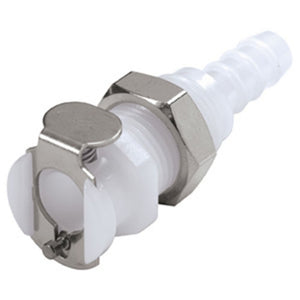 PMC1604 Panel Mount Hose Barb Coupling Body 1/4 ID Barb