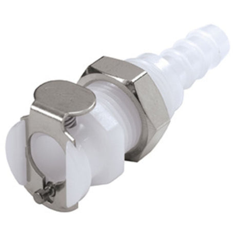 PMC1604 Panel Mount Hose Barb Coupling Body 1/4 ID Barb