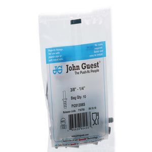 John Guest Stem Barb Connector  - 3/8 OD Stem x 1/4 ID Barb