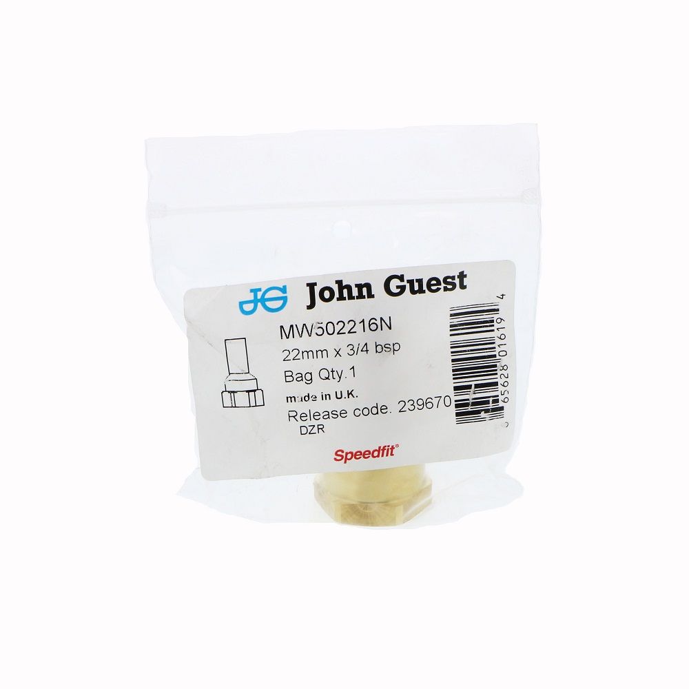 John Guest Brass Female Stem Adapter BSP - 22mm x 3/4 BSP