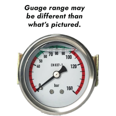 Water Pressure Gauge - 100 PSI, 1/4" MPT, 2.5" Plastic Dial, Center Back Uclamp, SS Case