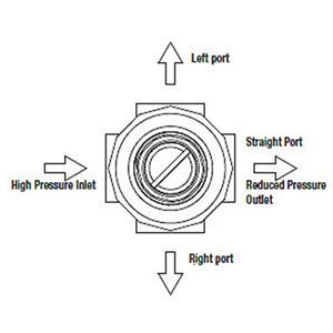 Watts P60 Series Miniature Plastic Water Pressure Regulator - 4 Way - 1/4" FNPT 0-60 psi