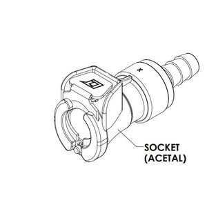 LinkTech 1/4 Hose Barb Valved IL Acetal Coupling Body [PLCD17004]