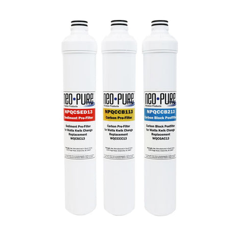 NeoPure 13" Replacement Pre & Post Filter Kit for Watts Kwik Change