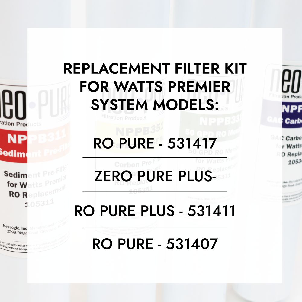 Neo-Pure RO Pure Plus VOC 6 Pack Filter Kit Replacement For Watts Premier WP531161
