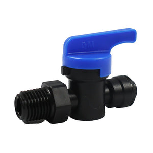 NeoFit Polypro Black Hand Valve Male Connector 1/4" od x 1/4" NPTF