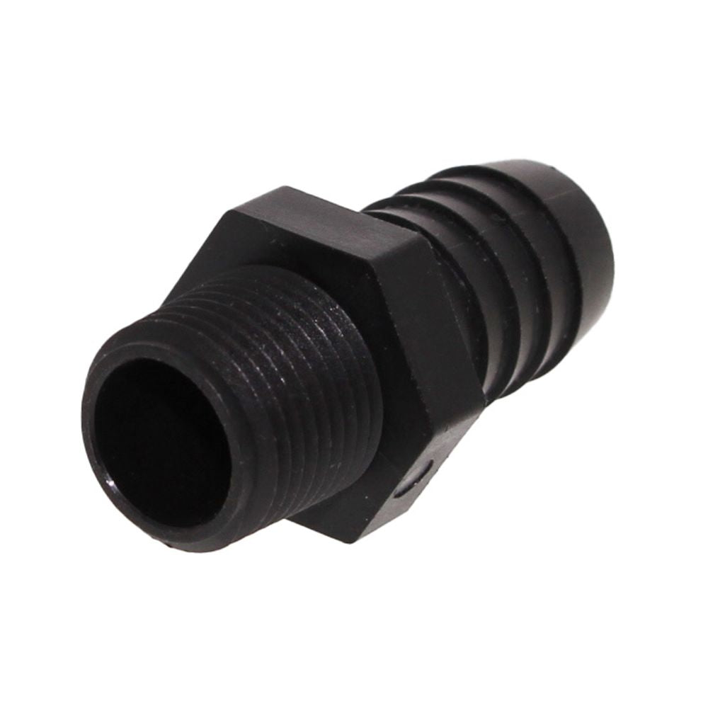 Male Barb Adapter - 5/8 ID x 3/8 MNPT - Black Polypropylene