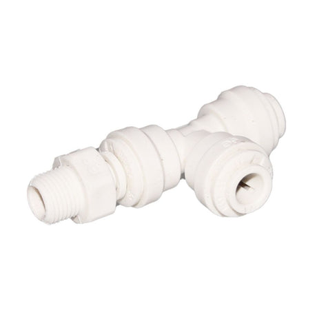 John Guest Polypropylene Swivel Male Run Tee - 1/4 x 1/8 NPTF