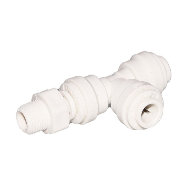 John Guest Polypropylene Swivel Male Run Tee - 3/8 x 1/4 NPTF