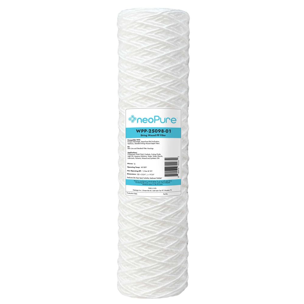 Neo-Pure WPP-25098-01 10" Surfactant Free  String Wound Filter 1 Micron