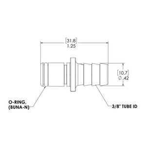 LinkTech 40AC Series Straight Male, Non-valved, 3/8" HB, Natural Acetal,