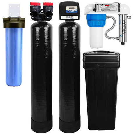 Whole House System with High Efficiency Softener & UV Disinfection for 3-4 Bathrooms