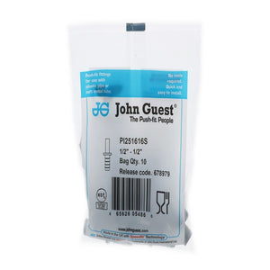 John Guest Stem Barb Connector  - 1/2 OD Stem x 1/2 ID Barb