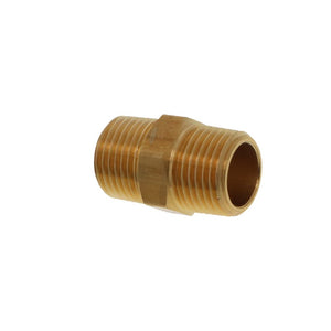 Lead-Free Brass Hex Nipple Threaded 1/2” MPT x ~ 1.49” L
